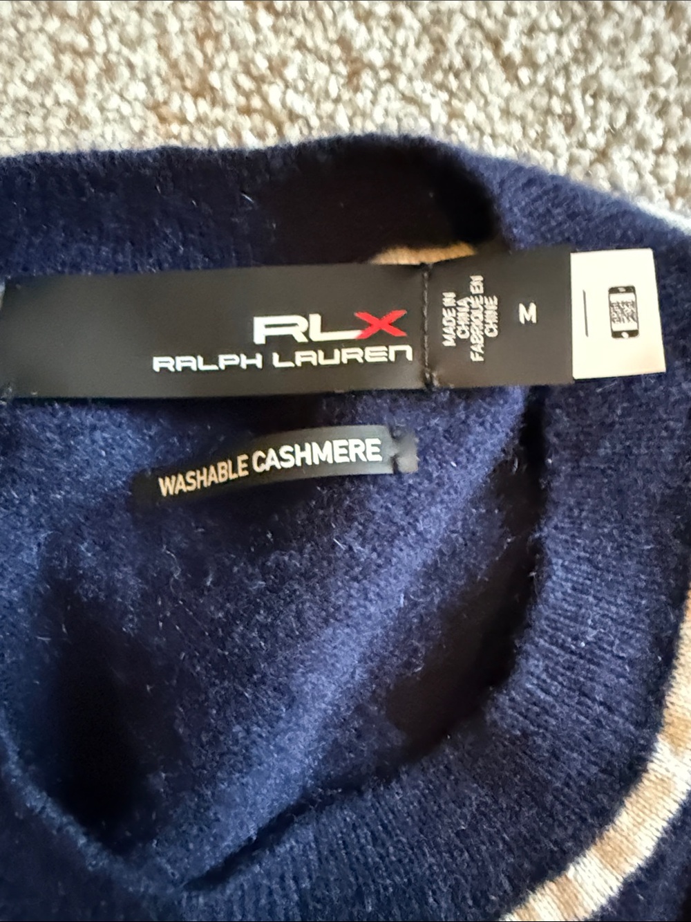 Ralph Lauren Navy Crewneck Sweater with White Trim The Open - Picture 2 of 7